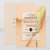 Modern Coral Abstract 🌸 Inky Oil Wedding Kaart (Voorkant / Achterkant)