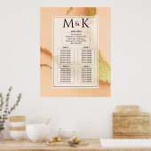 Modern Coral Abstract 💡 Inky Oil Wedding Poster (Keuken)