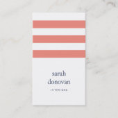 Modern Coral and Navy Stripe Visitekaartje (Voorkant)