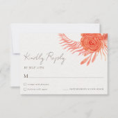 Modern Coral Floral  Wedding RSVP Card (Devant)