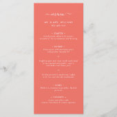Modern Coral Minimalist Wedding Menu (Voorkant)