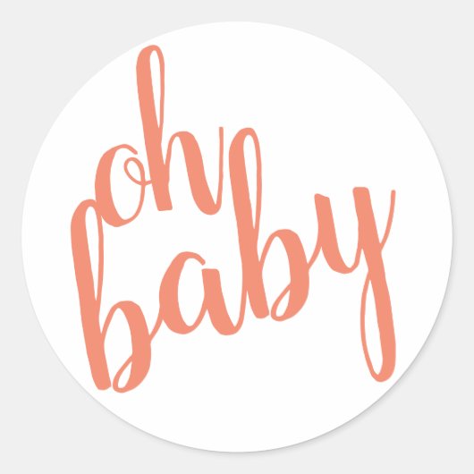 Modern Coral Oh Baby Sticker (Voorkant)