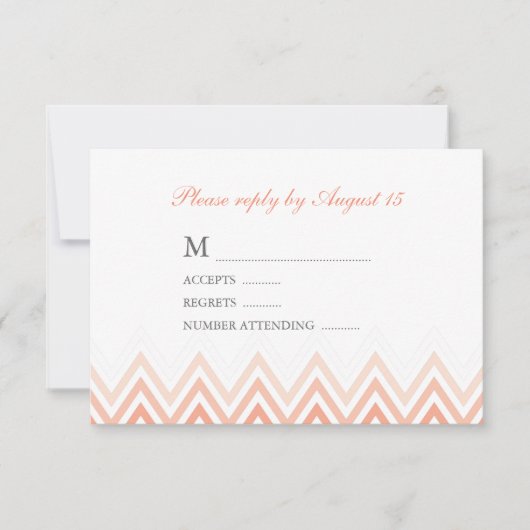Modern Coral Ombre Chevrons Response Kaarten RSVP Kaartje (Voorkant)