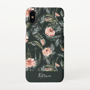 Modern Coral Tropics Pattern iPhone XS Hoesje