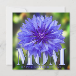 Modern Cornflower Elegant Blue Mother’s Day Card  Bedankkaart