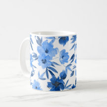 Modern Cornflower Royal Blue Floral