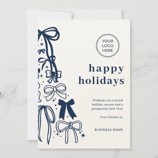 Modern Corporate Blue Christmas Holiday Card Kaart (Voorkant)