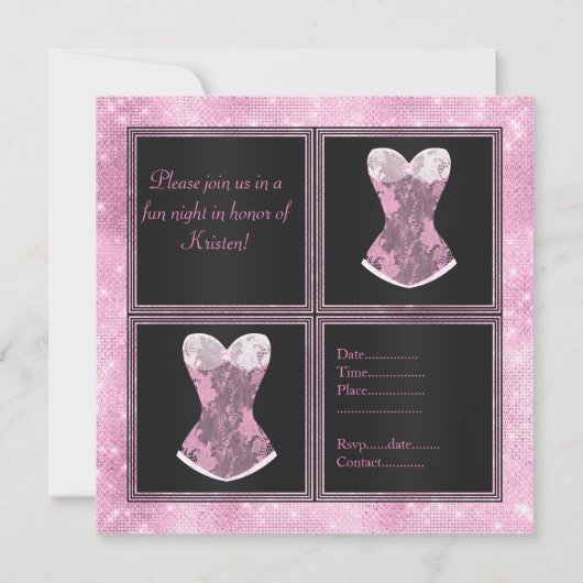 MODERN Corset roze aangepast BACHELORETTE PARTY Kaart (Achterkant)