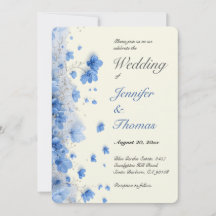 Modern Cottagecore Ivory Blue Wildflowers Wedding