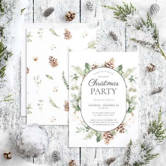 Modern Cotton Winter Greenery Kerstfeest Kaart