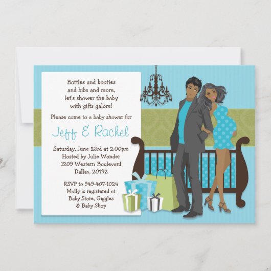 Modern Coule Baby shower Invitation for Boy Kaart (Voorkant)