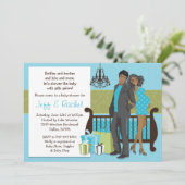 Modern Coule Baby shower Invitation for Boy Kaart (Staand voorkant)