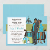 Modern Coule Baby shower Invitation for Boy Kaart (Voorkant / Achterkant)