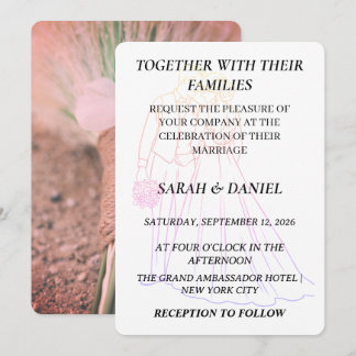 Modern Couple Line Art Wedding Invitation | Rustic