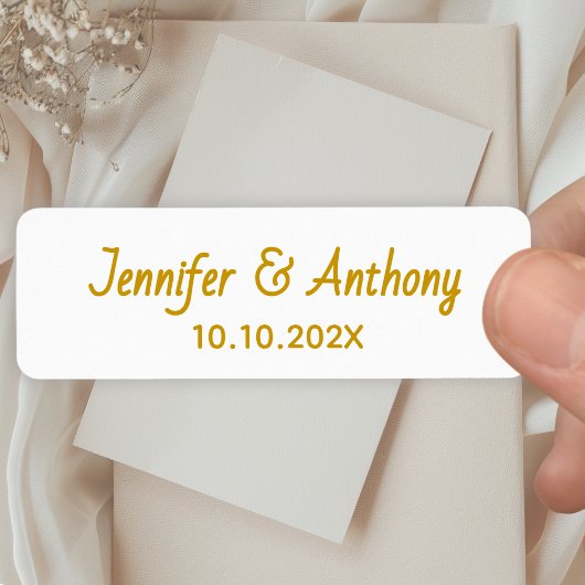 Modern Couple Names & Date Wedding - Gold Etiket