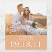 Modern Couple Photo Wedding Wijn Etiket (Enkel label)