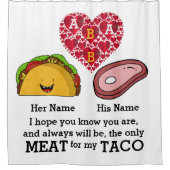 Modern Couple taco en vleesliefhebbers op aangepas Douchegordijn (Voorkant)