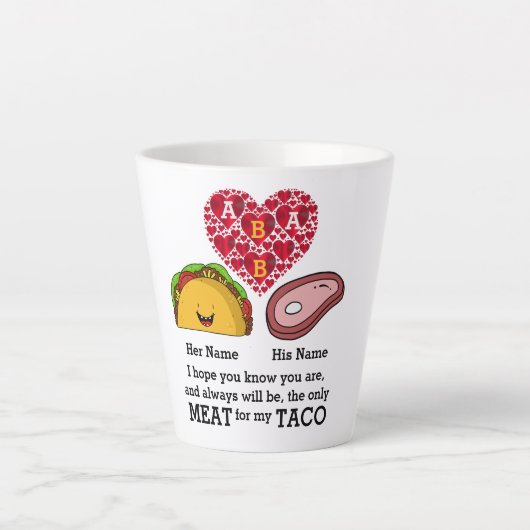 Modern Couple taco en vleesliefhebbers op aangepas Latte Mok (Voorkant)