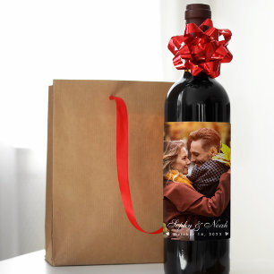 Modern Couple Wedding Photo Set waslabel Wijn Etiket