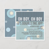 Modern Couples Twin Boy Baby shower Invitation Kaart (Voorkant / Achterkant)