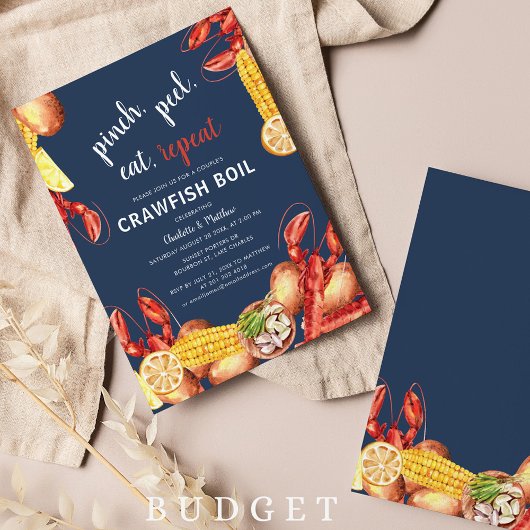 Modern Couples Verloving Crawfish Boil Invitation