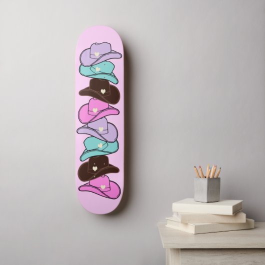 Modern Cowboy Pet Stack Pink Skateboard (Muurkunst)