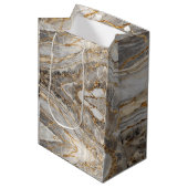 Modern Cracked Gold marble Medium Cadeauzakje (Voorkant Gekanteld)