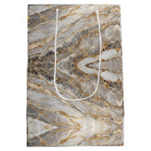 Modern Cracked Gold marble Medium Cadeauzakje (Achterkant)