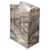 Modern Cracked Gold marble Medium Cadeauzakje (Achterkant Gekanteld)