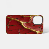 Modern Cracked Gold red Stylist iPhone Hoesje (Achterkant horizontaal)