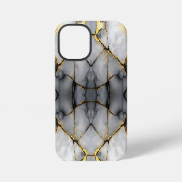 Modern Cracked Gold White & black marble iPhone 12 Mini Hoesje