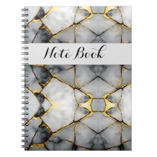 Modern Cracked Gold White & black marble Notitieboek