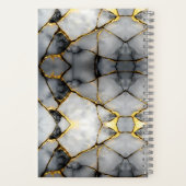 Modern Cracked Gold White & black marble Notitieboek (Achterkant)