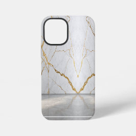 Modern Cracked Gold White marble Stylist  iPhone 12 Mini Hoesje