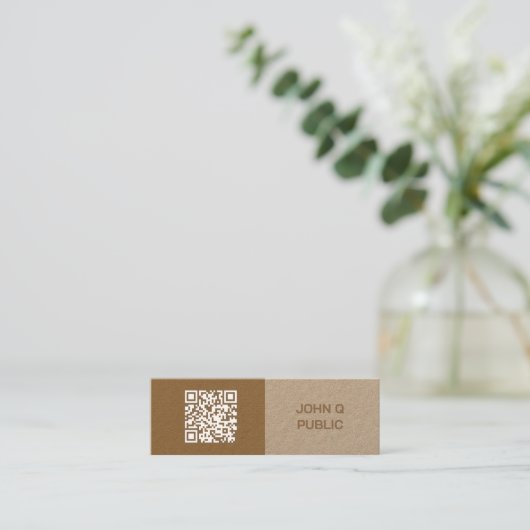 Modern Craft QR Code Bruin Visitekaartje (Staand voorkant)