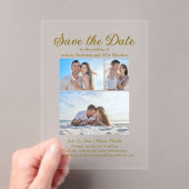 Modern Cream 4 Foto 2 Zijde Boog Huwelijk Acryl Uitnodigingen (Insitu (Draagbaar))