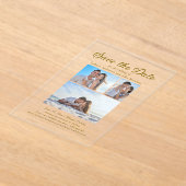 Modern Cream 4 Foto 2 Zijde Boog Huwelijk Acryl Uitnodigingen (Laagn)