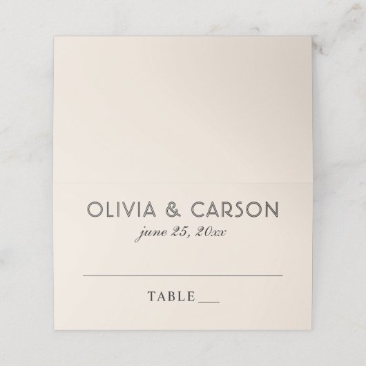Modern Cream and Black Wedding Monogram (Buitenkant ongevouwen)