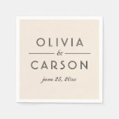 Modern Cream and Black Wedding Monogram Servet (Voorkant)