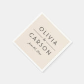 Modern Cream and Black Wedding Monogram Servet (Hoek)