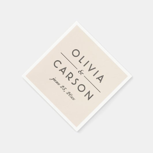 Modern Cream and Black Wedding Monogram Servet (Hoek)