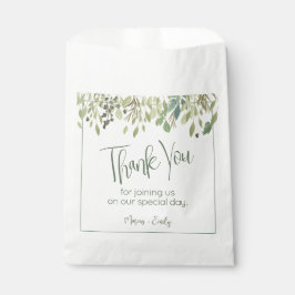Modern Cream and Eucalyptus Wedding Favor Bag Bedankzakje