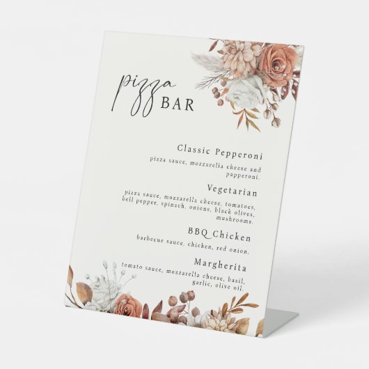 Modern Cream Boho Pizza Bar Teken Reclamebord Met Voetstuk (Voorkant)