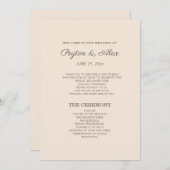 Modern Cream Brown Wedding Programme Programma (Voorkant / Achterkant)