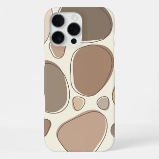 Modern Cream en Brown Abstract Stones iPhone 16 Pro Max Hoesje