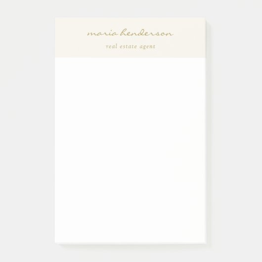 Modern Cream Gold Script Calligrafie Monogram Post-it® Notes (Voorkant)