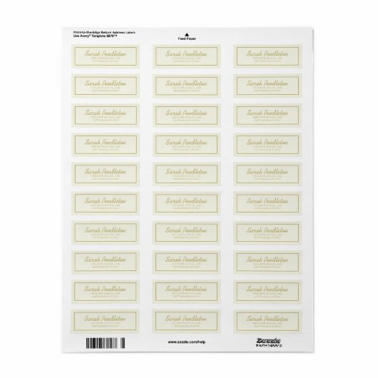 Modern Cream Gold-script Etiket (Full Sheet)