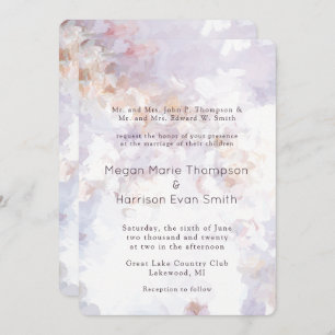 Modern Cream Painted Romantic Wedding Invitation Kaart