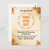 Modern Cream Thanksgiving Party Briefkaart (Voorkant / Achterkant)