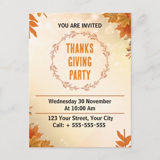 Modern Cream Thanksgiving Party Briefkaart (Voorkant)